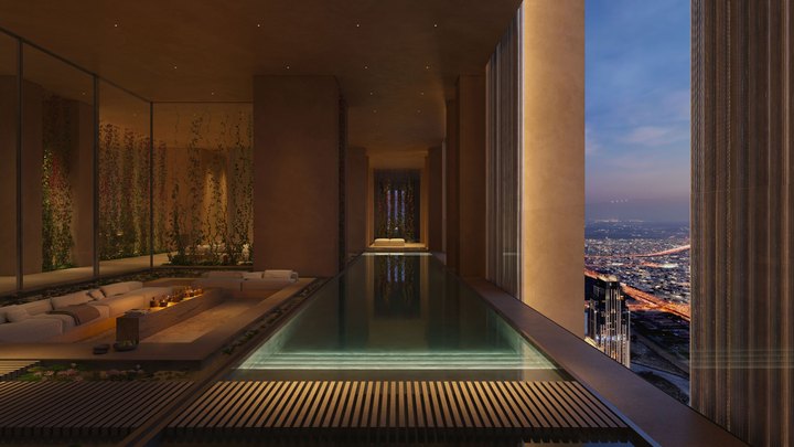 Terrace · pool and city